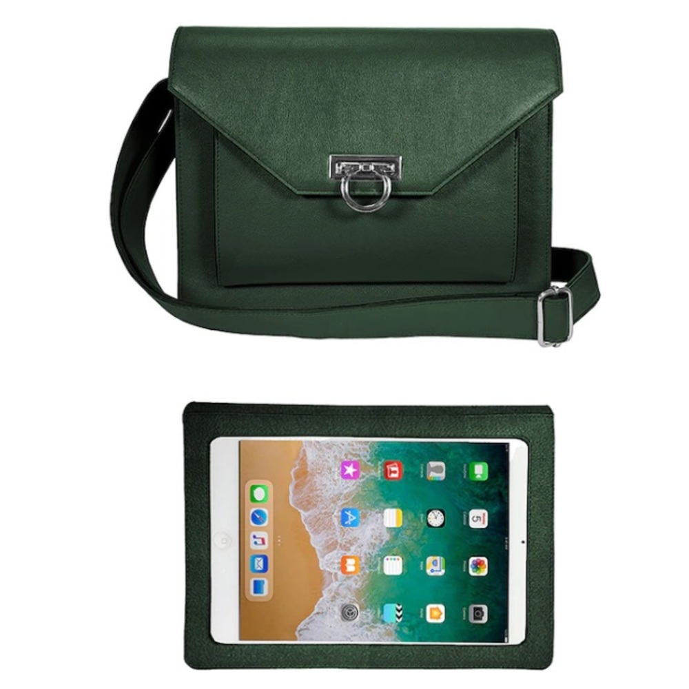 NWT Save the Girls Tablet Messenger Bag with RFID Green
